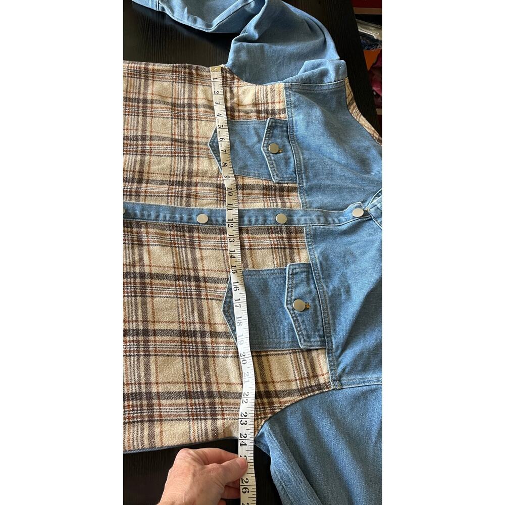 NWT Kancy Kole Boho Patchwork Flannel and Denim Shacket/Jacket - Picture 7 of 9